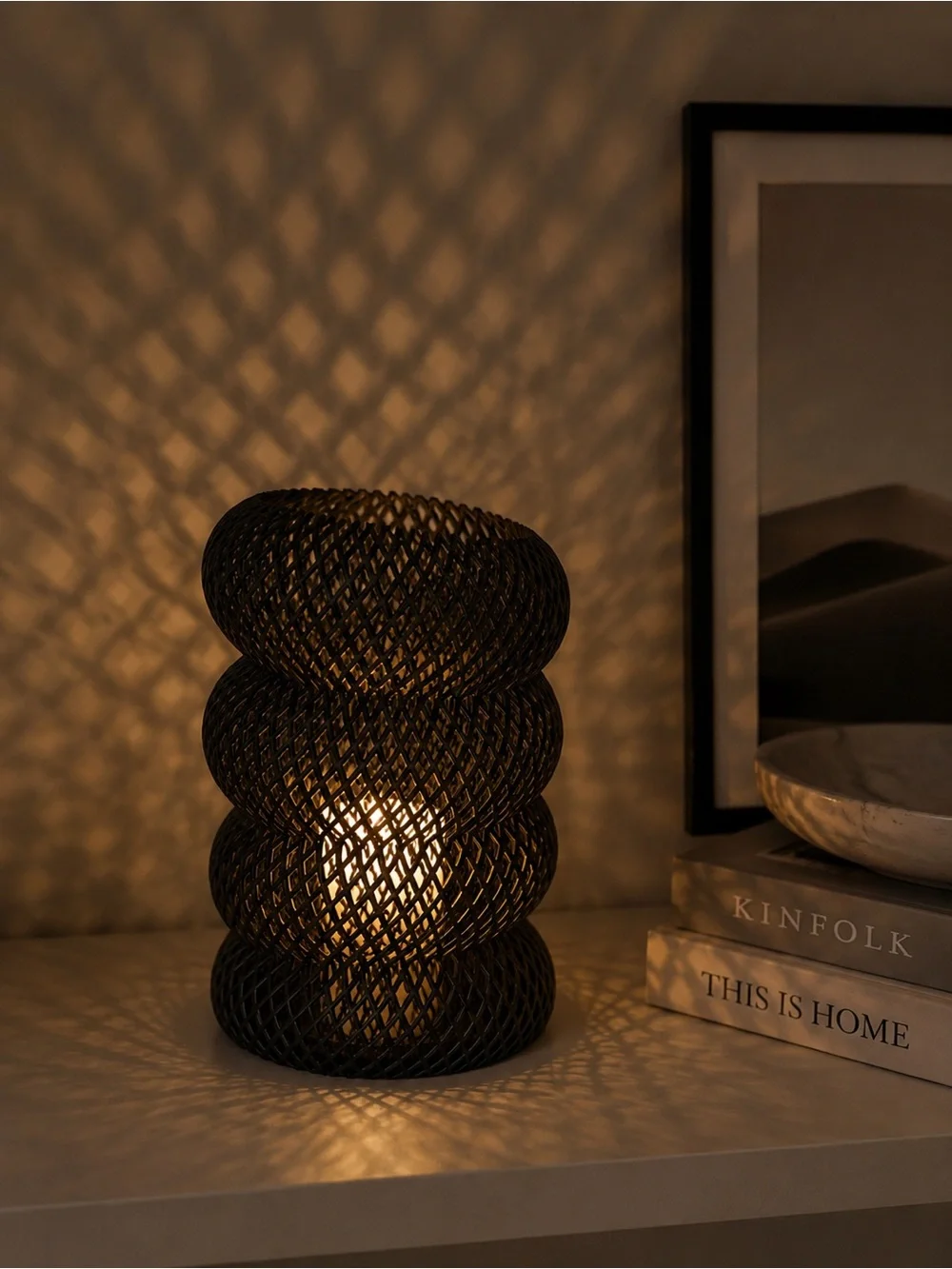 Modern Black Lattice Tealight Candle Holder Decorative Vase Home Decor 6.5”